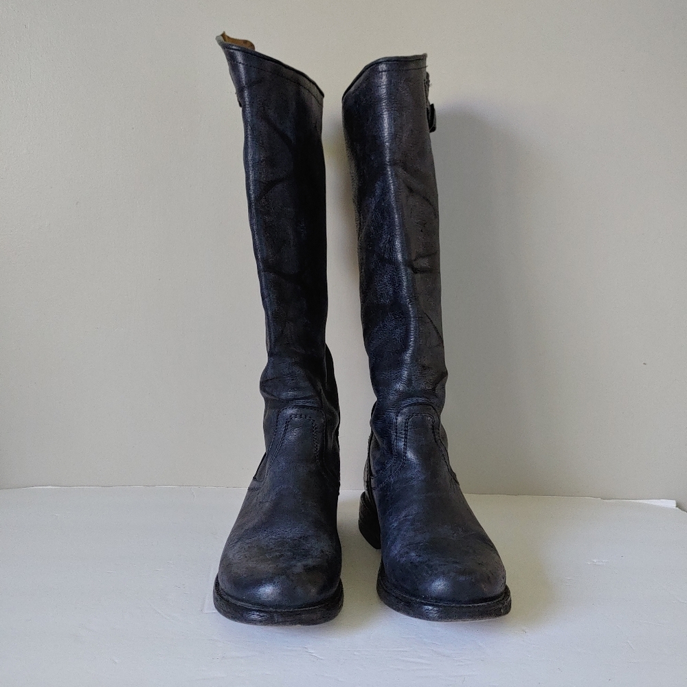 Freebird Contra Tall Boots Western Moto Size 7 Leather Blue Black - Picture 11 of 16